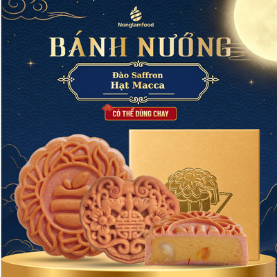Bánh Trung Thu Đ.ào Saffron Hạt Macca NONGLAMFOOD - Bánh Chay 80g, 150g