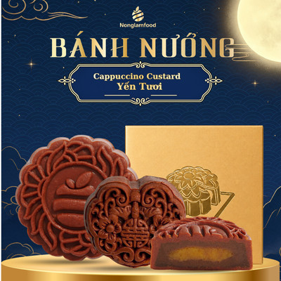 Bánh Trung Thu Cappuccino Custard Yến Tươi NONGLAMFOOD - Bánh 80g, 150g