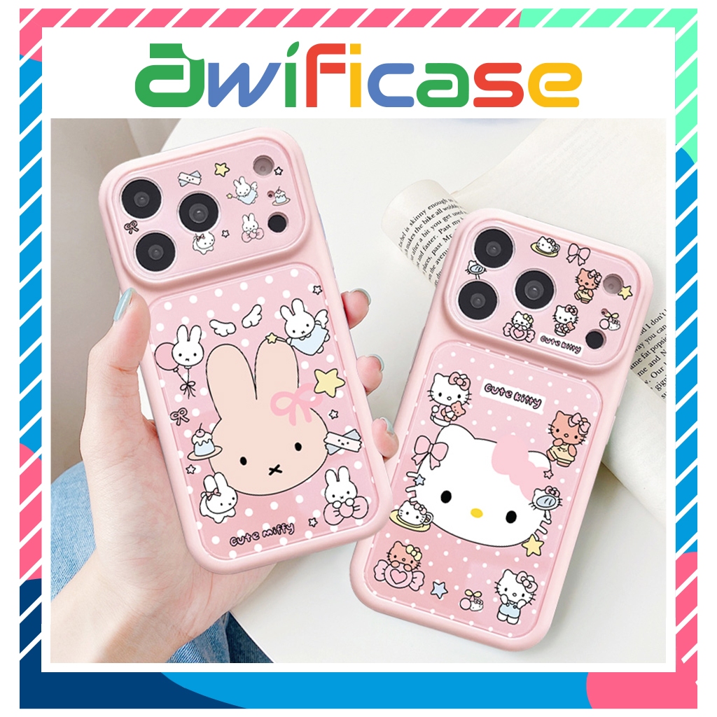 Ốp lưng iphone kiểu dáng khung camera lớn Cute Miffy Kitty 11/12/13/14/15/16/17/18/pro/plus/promax -