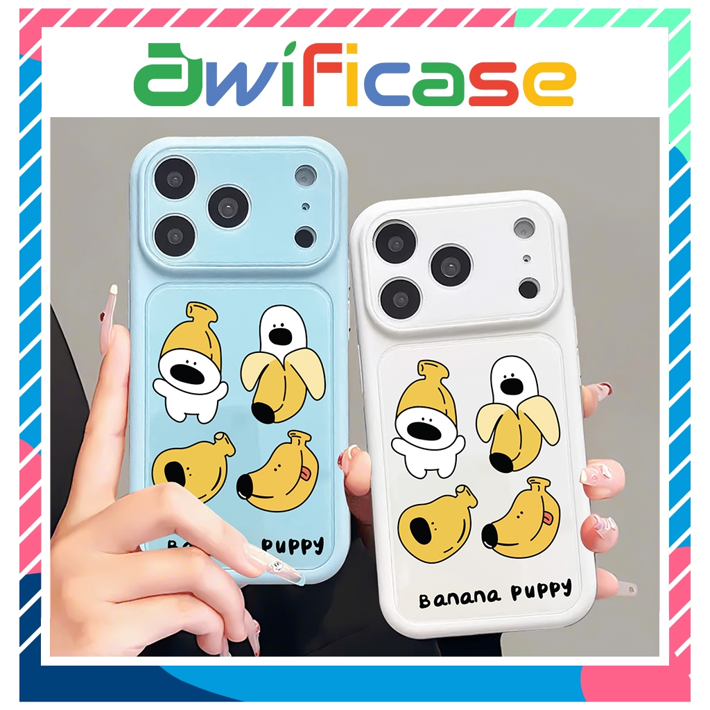 Ốp lưng iphone kiểu dáng khung camera lớn Banana Puppy 11/12/13/14/15/16/17/18/pro/plus/promax - Awi