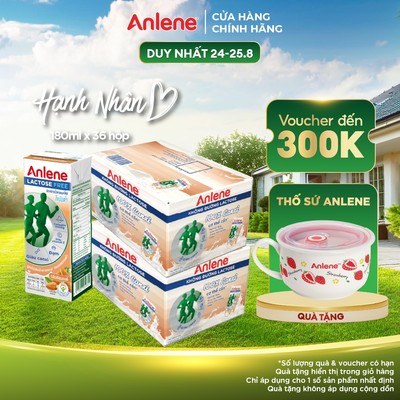 Combo 2 thùng 36 hộp sữa Anlene không đường Lactose vị hạnh nhân (18 x 180ml)