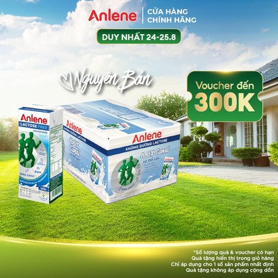 Thùng 18 hộp 180ml Sữa tiệt trùng Anlene Lactose Free không thêm đường, ít béo, giàu canxi, ngọt dịu
