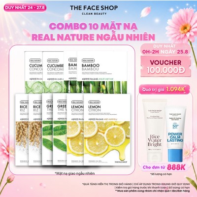 [SALE] Combo Mặt Nạ THE FACE SHOP Dưỡng Ẩm Làm Dịu Da Mỗi Ngày Real Nature 20g