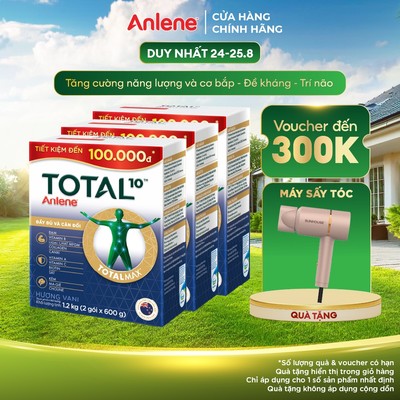 Combo 3 Sữa bột bổ sung dinh dưỡng Anlene Total 10 hương vani 1.2kg