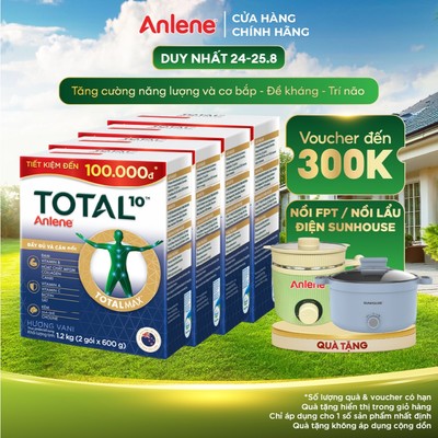 Combo 4 Sữa bột bổ sung dinh dưỡng Anlene Total 10 hương vani 1.2kg