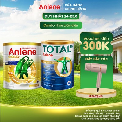 Combo 2 lon Sữa Bột Anlene Total 10 800g & Anlene Gold Hương Vani 800g
