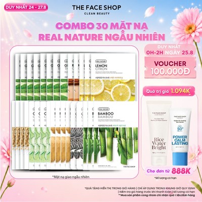 [SALE] Combo 30 Mặt Nạ THE FACE SHOP Real Nature Dưỡng Ẩm 20g (mix nhiều loại)