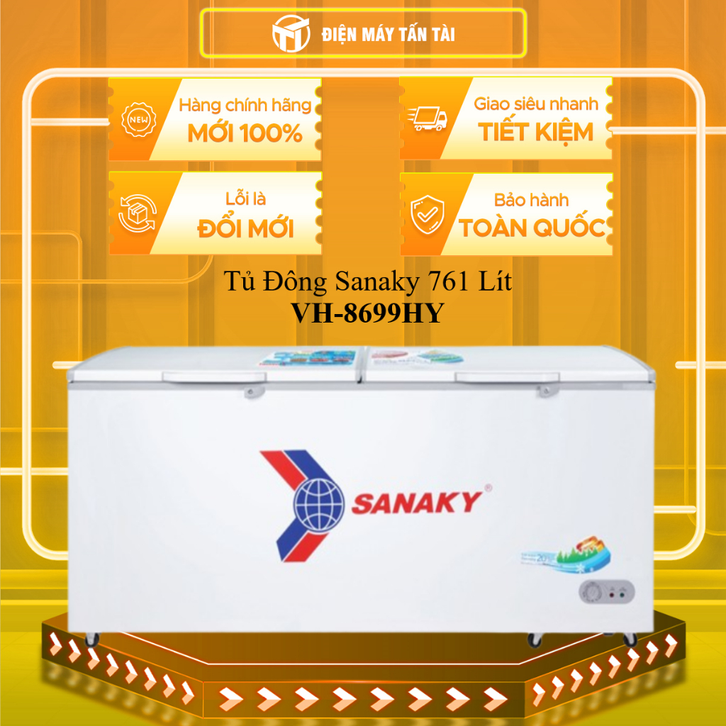 (HCM) - VH-8699HY - Tủ Đông Sanaky 761 Lít (không inverter) VH-8699HY - 2 cửa,1 ngăn đông - dàn đồng