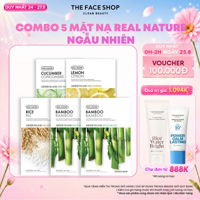 [SALE]Combo 5 Mặt Nạ Mix Cung Cấp Nước Cho Da THE FACE SHOP Real Nature 20g