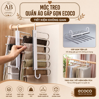 Móc treo quần áo Ecoco gấp gọn 6 trong 1 inox nhựa ABS tiết kiệm diện tích treo ngang dọc tiện lợi bền đẹp E2020