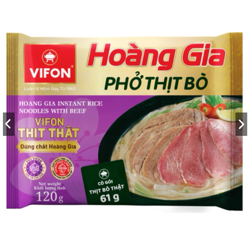 Phở Thịt Gà/ Phở thịt bò HOÀNG GIA VIFON có Gói Sốt Thịt 120g / Gói
