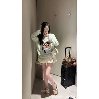 Áo Thun Nữ Tay Dài In Hình Hoạt Hình Dễ Thương Form Rộng Phong Cách Hàn Quốc Trẻ Trung Cá Tính Thời Trang Thu Đông