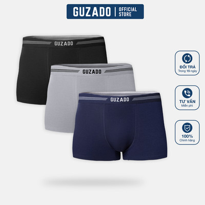 COMBO 3 quần lót nam dáng Boxer Guzado Kháng Khuẩn,Hút Ẩm Cực Tốt CB3GBX02-CB3GIBX25A002