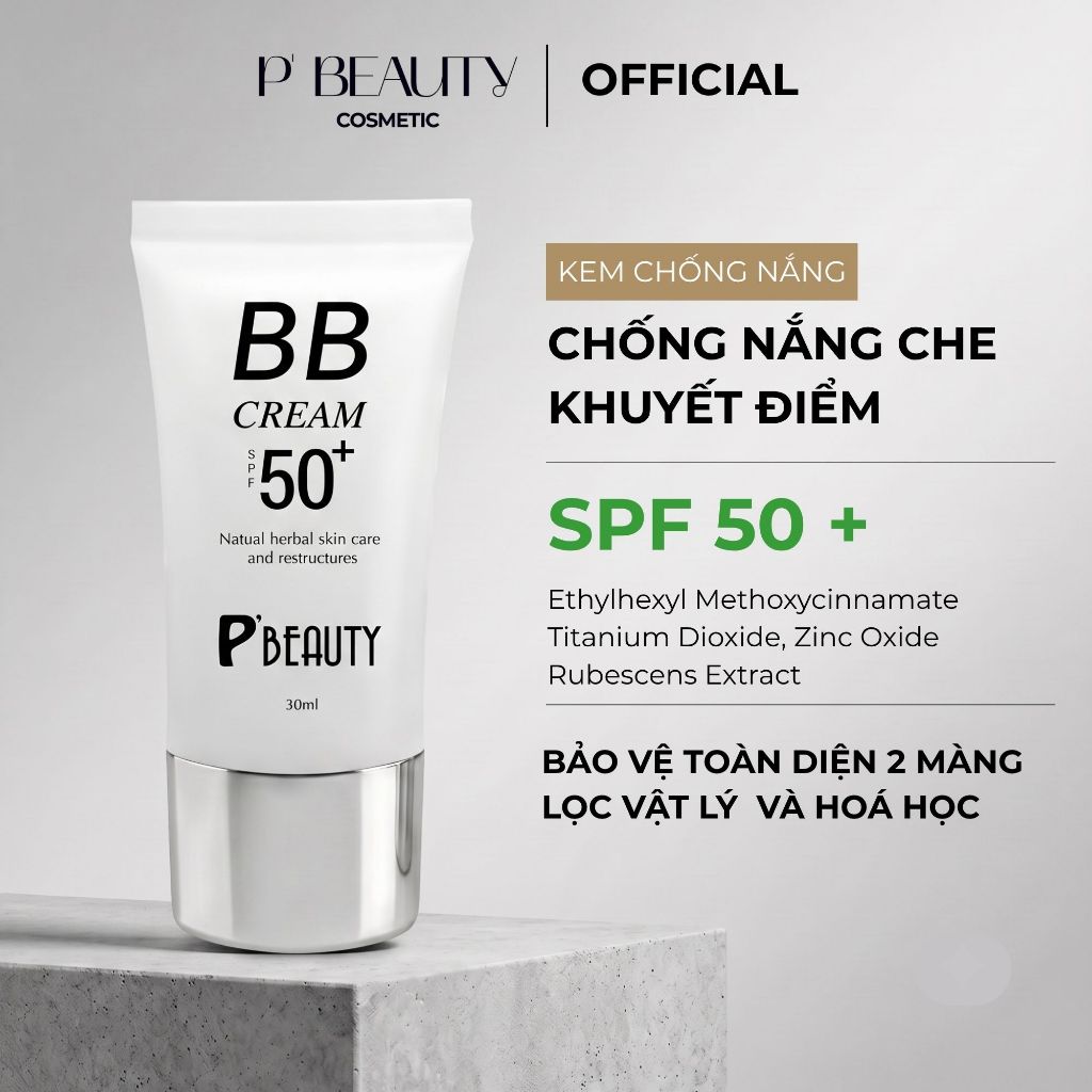 KEM CHỐNG NẮNG CHE KHUYẾT ĐIỂM P'BEAUTY BB CREAM SPF 50+ (30ML) - HÀN QUỐC