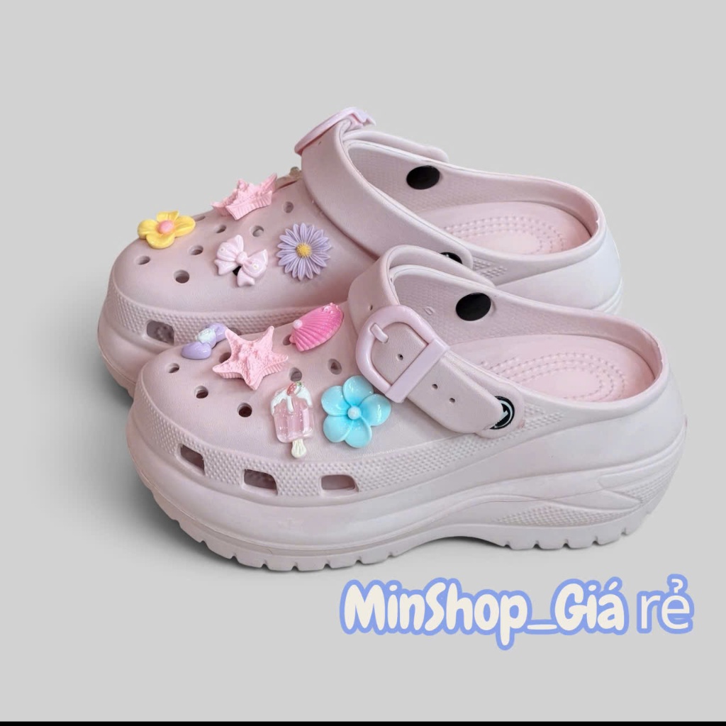 Dép sục nữ charm đá Ngẫu Nhiên đế 8cm bản mới, Sục nữ đế cao phong cách năng động chất liệu eva Shoes
