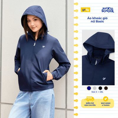 Áo gió nữ YODY áo khoác dù kiểu dáng basic có mũ tháo rời - WCWC26S001