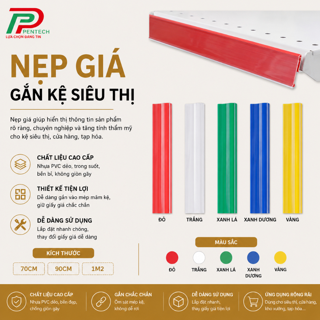 Nẹp nhựa siêu thị, nẹp bảng giá. nẹp meka siêu thị (Đỏ/Xanh Dương/Xanh Lá/Trắng,..), phụ kiện giá kệ