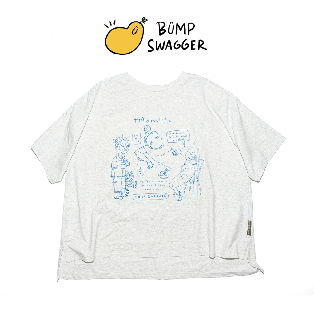 Áo Thun Bầu Xám Tiêu #momlife Bump Swagger | Nhà Đậu | 258