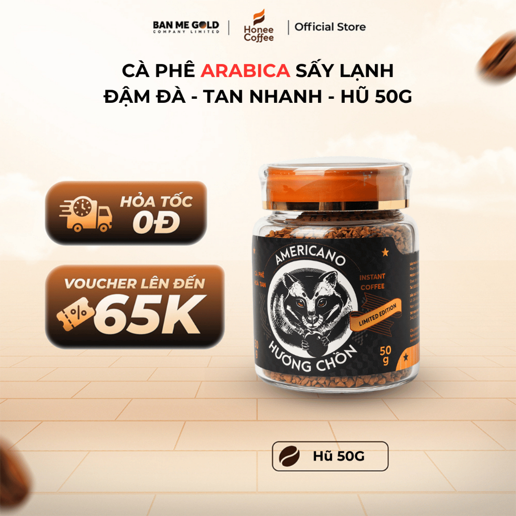 Cà Phê Sấy Lạnh Arabica Sấy Thăng Hoa Pha Nước Lạnh - Cf Sấy Lạnh Arabica (Hũ 50g) - Cafe Sấy Lạnh A