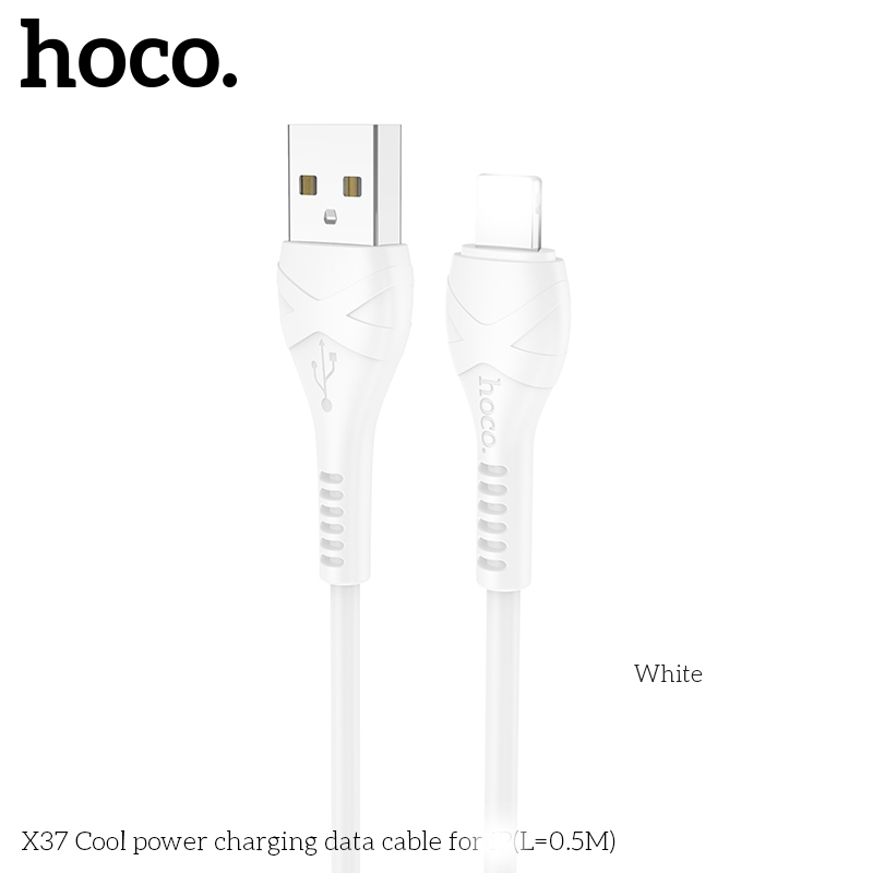 Cáp sạc ngắn Hoco X37 cổng LaiNing, dài 0.5M (Trắng)