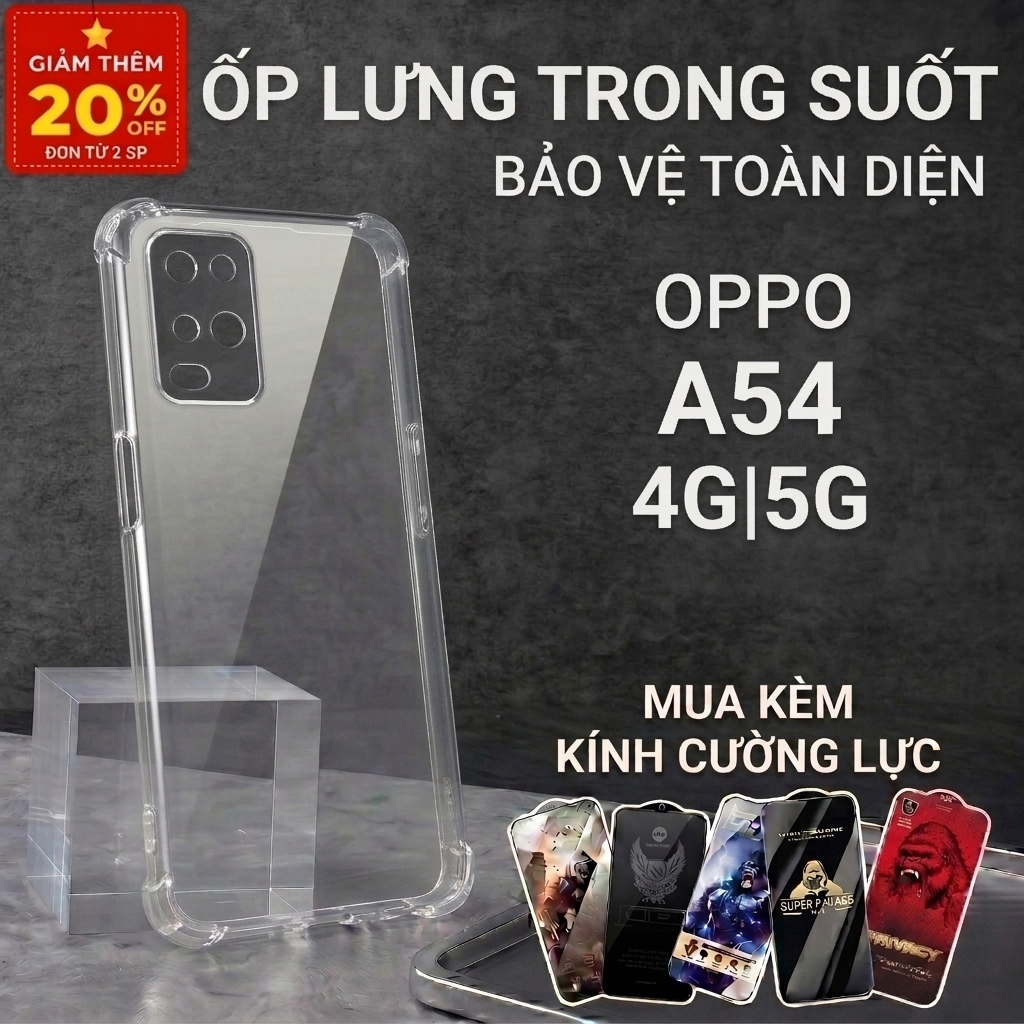 Ốp lưng Oppo A54 4G/5G PANCASE trơn trong suốt | Ốp điện thoại Oppo dẻo bảo vệ camera đt toàn diện
