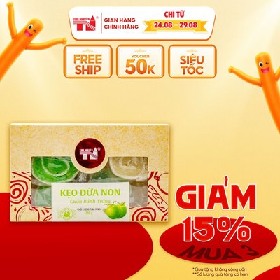 Kẹo Dừa Non Cuộn Bánh Tráng Tinh Nguyên (135g)