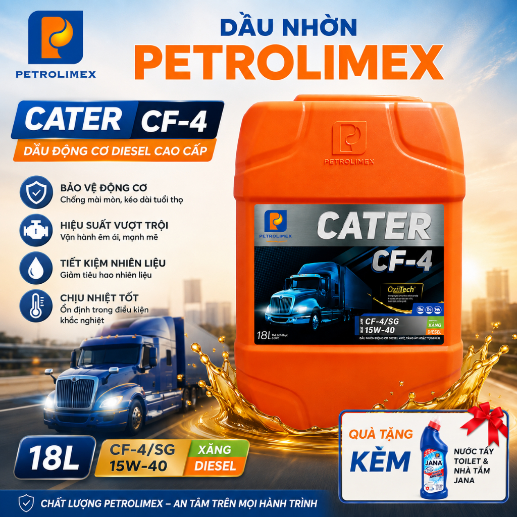 Nhớt động cơ Xăng & Diezen Cater CF-4 15W40 [Can 18L]
