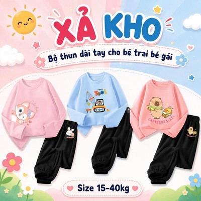 [XẢ KHO] Bộ thu đông cho bé trai bé gái in hình bé gái hot trend co giãn 4 chiều - Loza Kids XBD002