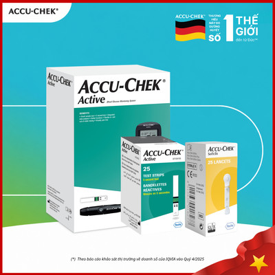 [BẢO HÀNH TRỌN ĐỜI] Máy Đo Đường Huyết Accu-Chek Active Kèm Hộp 25 Que Thử Đường Huyết Và Hộp Kim Chích 25 Kim