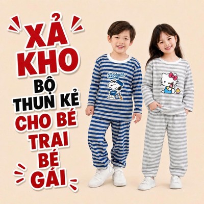 [XẢ BỘ THU ĐÔNG] Bộ thu đông cho bé trai-bé gái in hình- Bộ quần áo dài tay cho bé cân nặng từ 15-43kg - Mã: XBD005