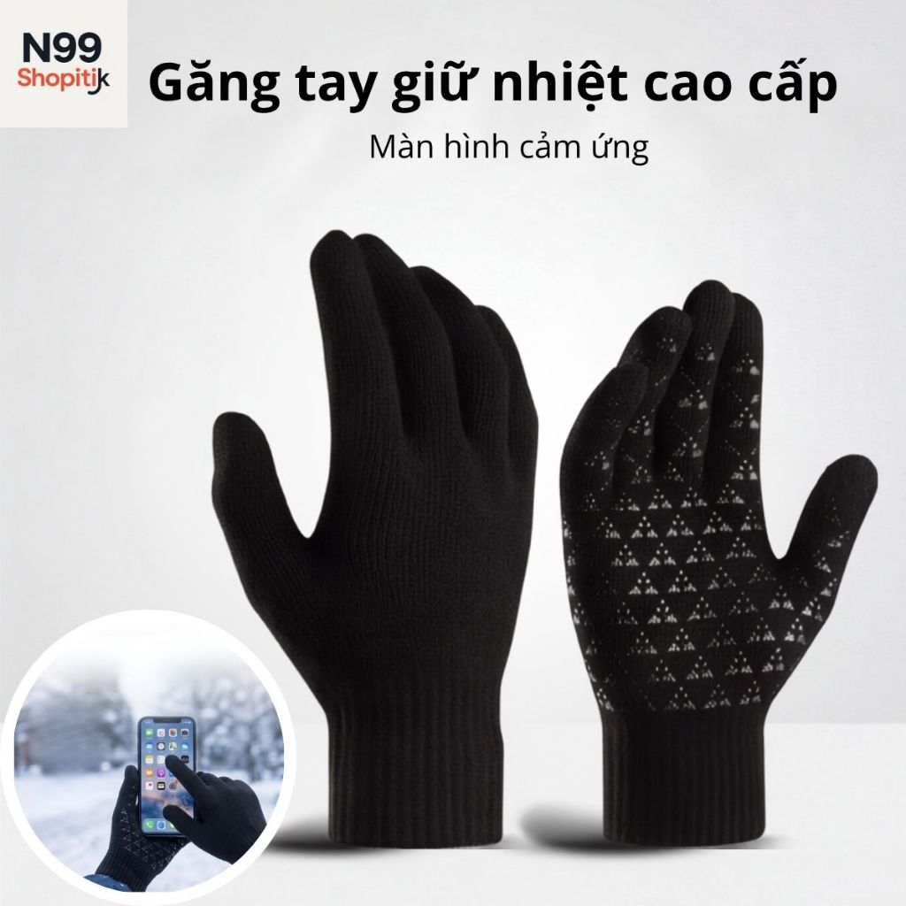 Găng tay len giữ ấm có vân silicon