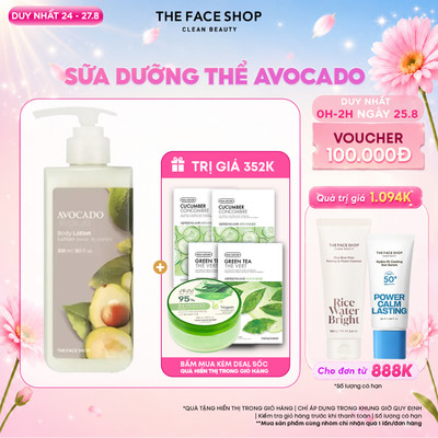 [SALE] Sữa Dưỡng Thể THE FACE SHOP Cung Cấp Ẩm Avocado Body Lotion 300ml