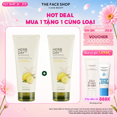 [SALE] Combo 2 Sữa Rửa Mặt THE FACE SHOP Herb Day 365 Master Blending Facial Foaming Cleanser 170ml