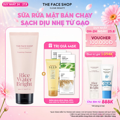 [SALE] Sữa Rửa Mặt Làm Sạch Da THEFACESHOP Rice Water Bright Cleansing Foam 300Ml