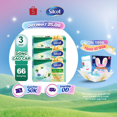 Bộ 3 hộp Bông trang điểm (bông tẩy trang) cao cấp Silcot Premium 66 miếng/hộp