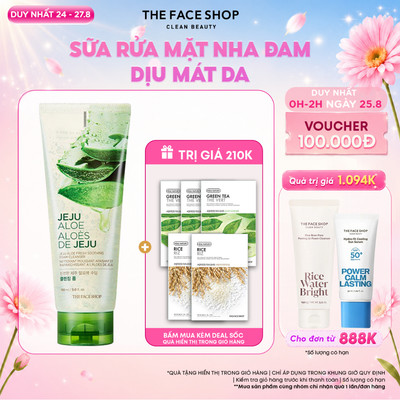 [SALE]Sữa Rửa Mặt Làm Mịn Da THE FACE SHOP Jeju Aloe Fresh 150ml