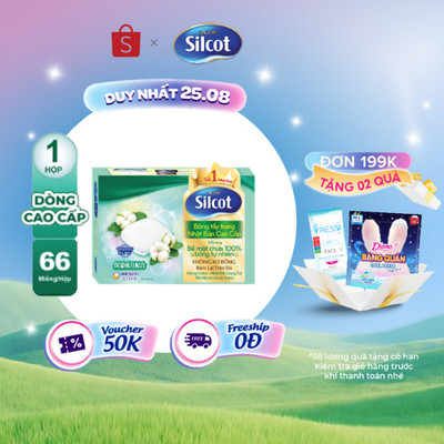 Bông trang điểm (bông tẩy trang) cao cấp Silcot Premium 66 miếng/hộp