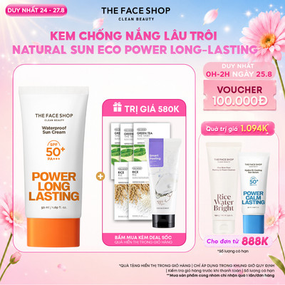 [SALE]Kem chống nắng lâu trôi THEFACESHOP Natural SunEco SPF50+ 50ml