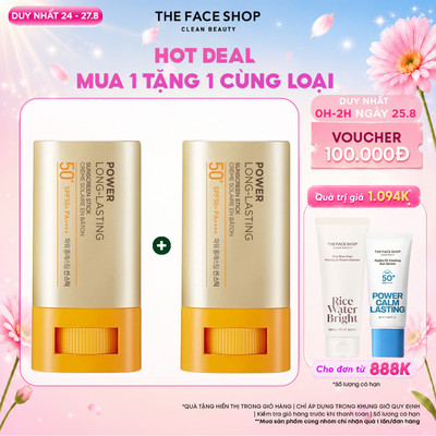 [SALE]Combo 2 Sáp Chống Nắng TheFaceShop Power Long-Lasting Stick Spf50+ Pa++++ (18G)