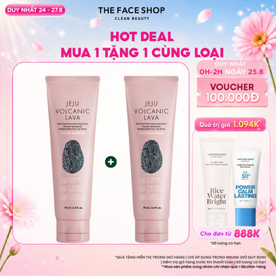 [SALE] Combo 2 Sữa Rửa Mặt Làm Sạch Lỗ Chân Lông THE FACE SHOP Jeju Volcanic Lava Anti Dust Pore Cleansing 70ml