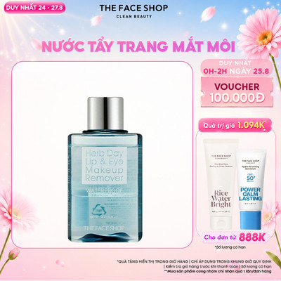 [SALE] Tẩy Trang Mắt Môi Thefaceshop Herb Day Lip&Eye Makeup Remover Waterproof 130ml