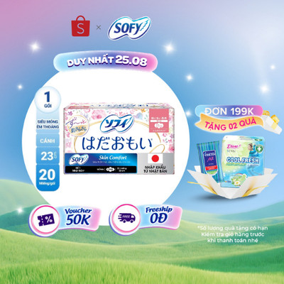 Băng vệ sinh Sofy Skin Comfort siêu êm thoáng mỏng cánh 20 miếng 23cm