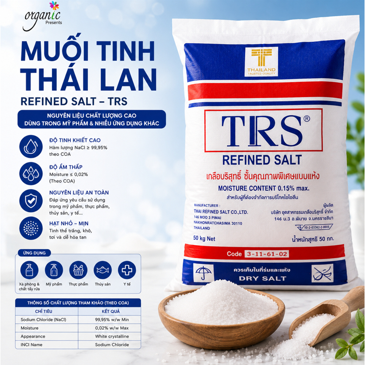 🧂 Muối tinh, muối tinh khiết SODIUM CHLORIDE (NaCl) – NATRI CLORUA | MUỐI MỸ PHẨM