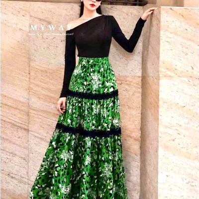 Chân Váy Maxi Celestial Grace MY WAY Dáng Dài Tinh Tế Phối Ren Thanh Tao 3MCXB283B ht0