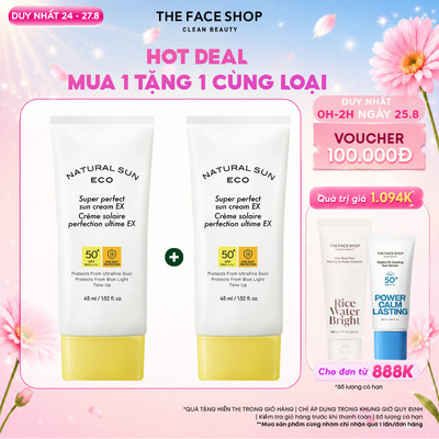 [FS] Combo 2 Kem Chống Nắng Chống Bụi Mịn THEFACESHOP NATURAL SUN ECO SPF50+ 45ml