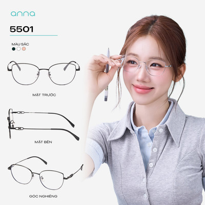 [Shopee Sinh Viên] Gọng kính IP titan cao cấp kèm tròng đổi màu khi ra nắng 0 độ ANNA dáng mắt mèo cá tính 5501