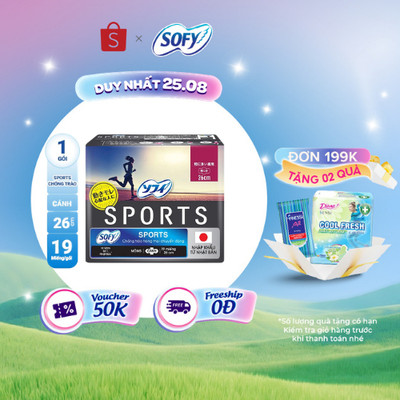 Băng Vệ Sinh Sofy Sports cánh 26 cm 19 - 2011(Gói: 19 miếng)