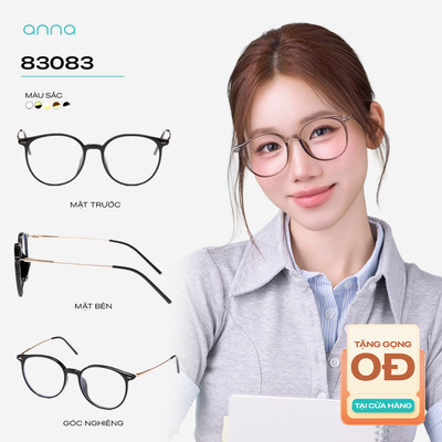 [Shopee Sinh Viên] Gọng kính thời trang nữ ANNA dáng tròn chất liệu nhựa mix kim loại chắc chắn hiện đại OL 83083