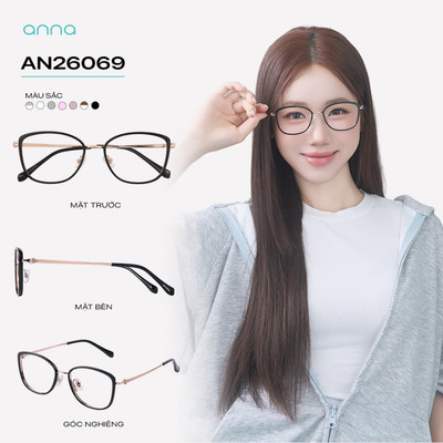 [Shopee Sinh Viên] Kính mắt thời trang ANNA dáng mắt mèo trendy chất liệu nhựa dẻo hiện đại AN26069