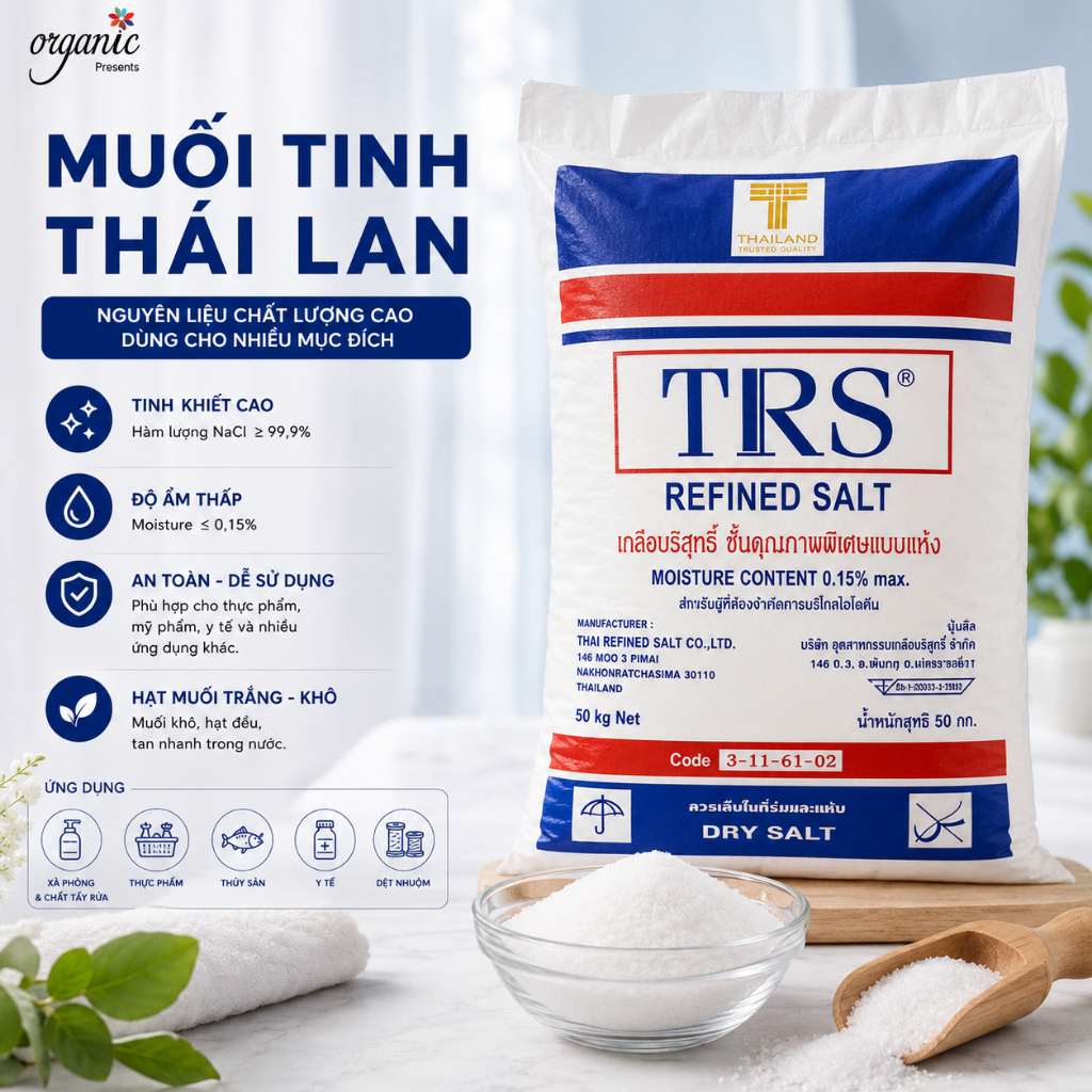 🧂 Muối tinh khiết SODIUM CHLORIDE (NaCl) – NATRI CLORUA DÙNG TRONG MỸ PHẨM